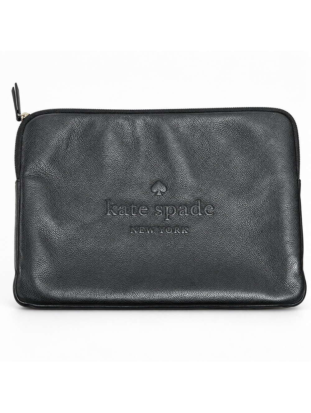 Kate Spade New York Black Zip Laptop Tablet Sleeve Case Pebbled Leather